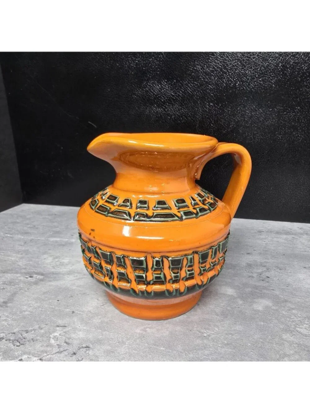 Bitossi Italy Italian Orange Pitcher Vase MCM POTTERY Colorful Statement